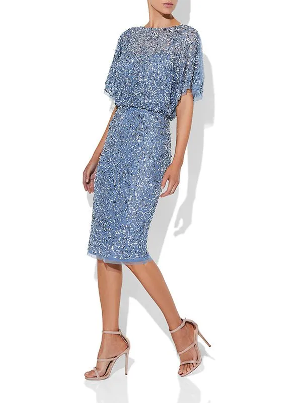 Alinda Sky Blue Hand Beaded Dress