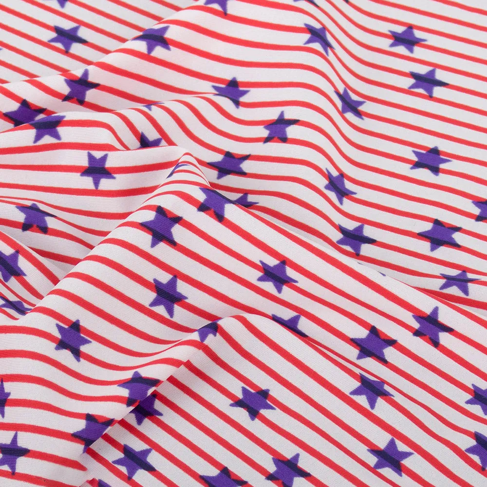 Bathing Suit Print - Stripes / Stars - White