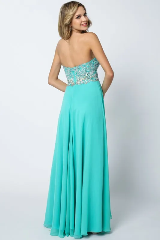 Beaded Long Strapless Dress by Juliet 553