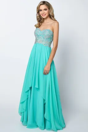 Beaded Long Strapless Dress by Juliet 553