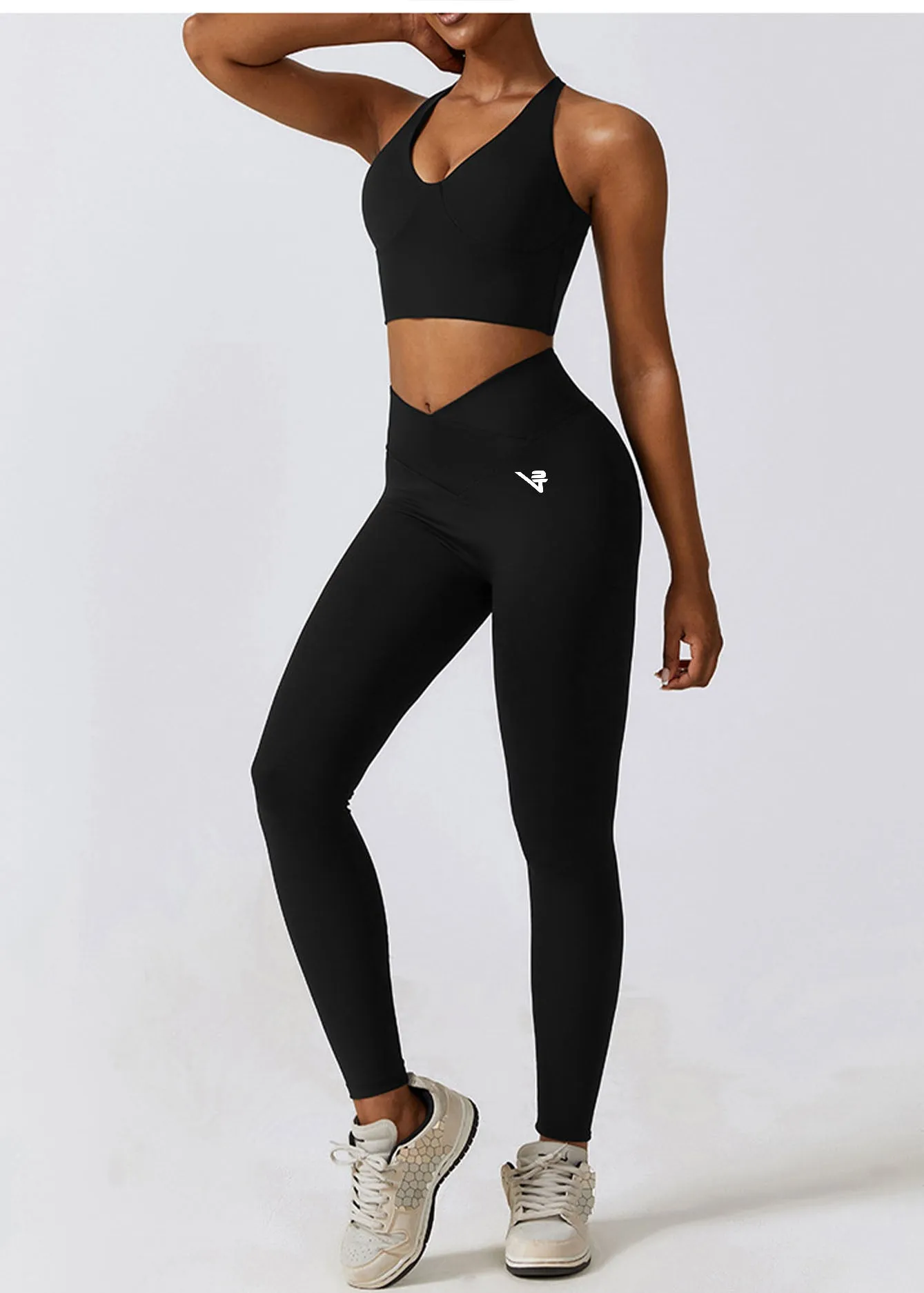 Black V Cross leggings