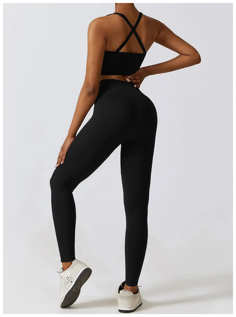 Black V Cross leggings