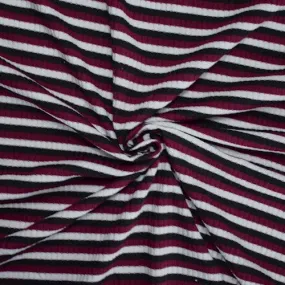 Black/Wine Red/White Striped 4x2 Rib Knit Fabric