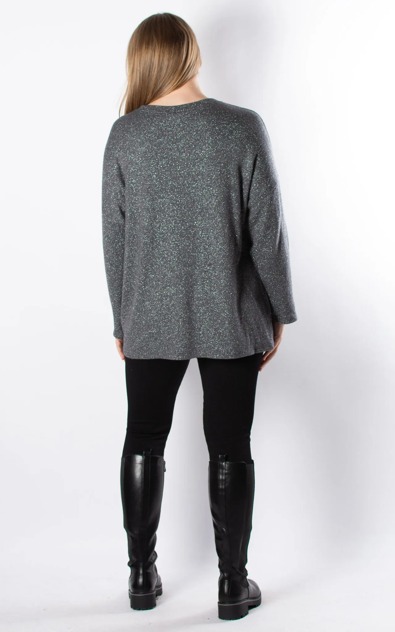 Chloe Shimmer Top | Charcoal