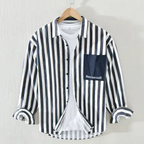 Classic Striped Patchwork Casual Shirts