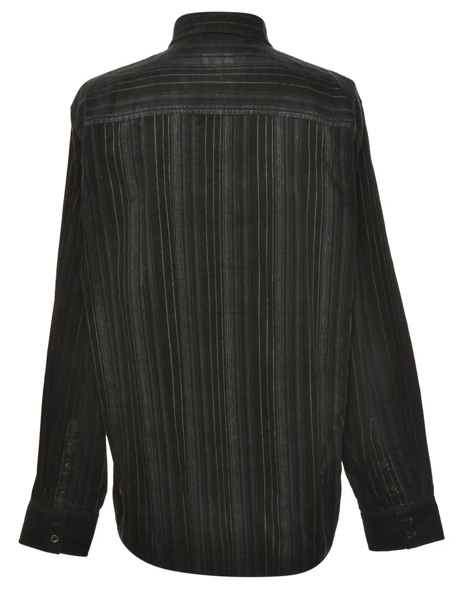 Corduroy Grey & Black Striped Shirt - XL