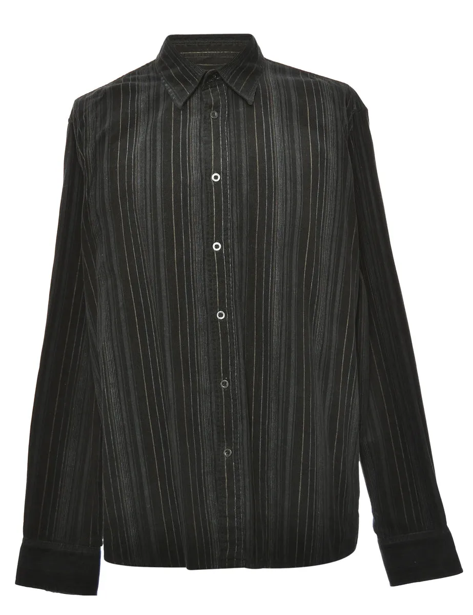 Corduroy Grey & Black Striped Shirt - XL