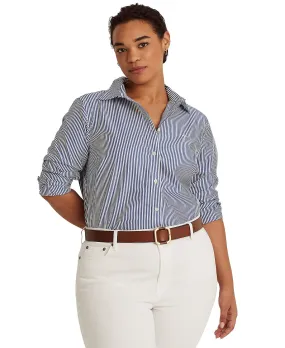 Easy care striped cotton shirt plus size Lauren Ralph Lauren, multi