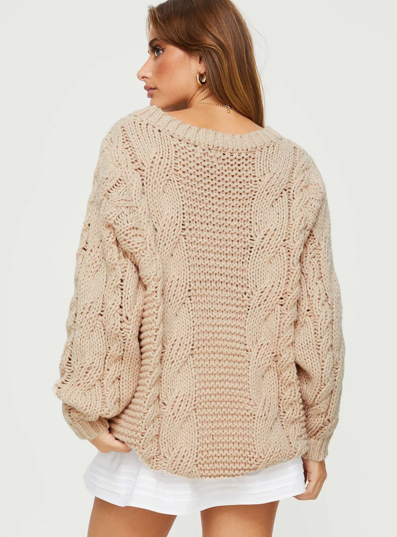 Ellison Cable Knit Sweater Beige