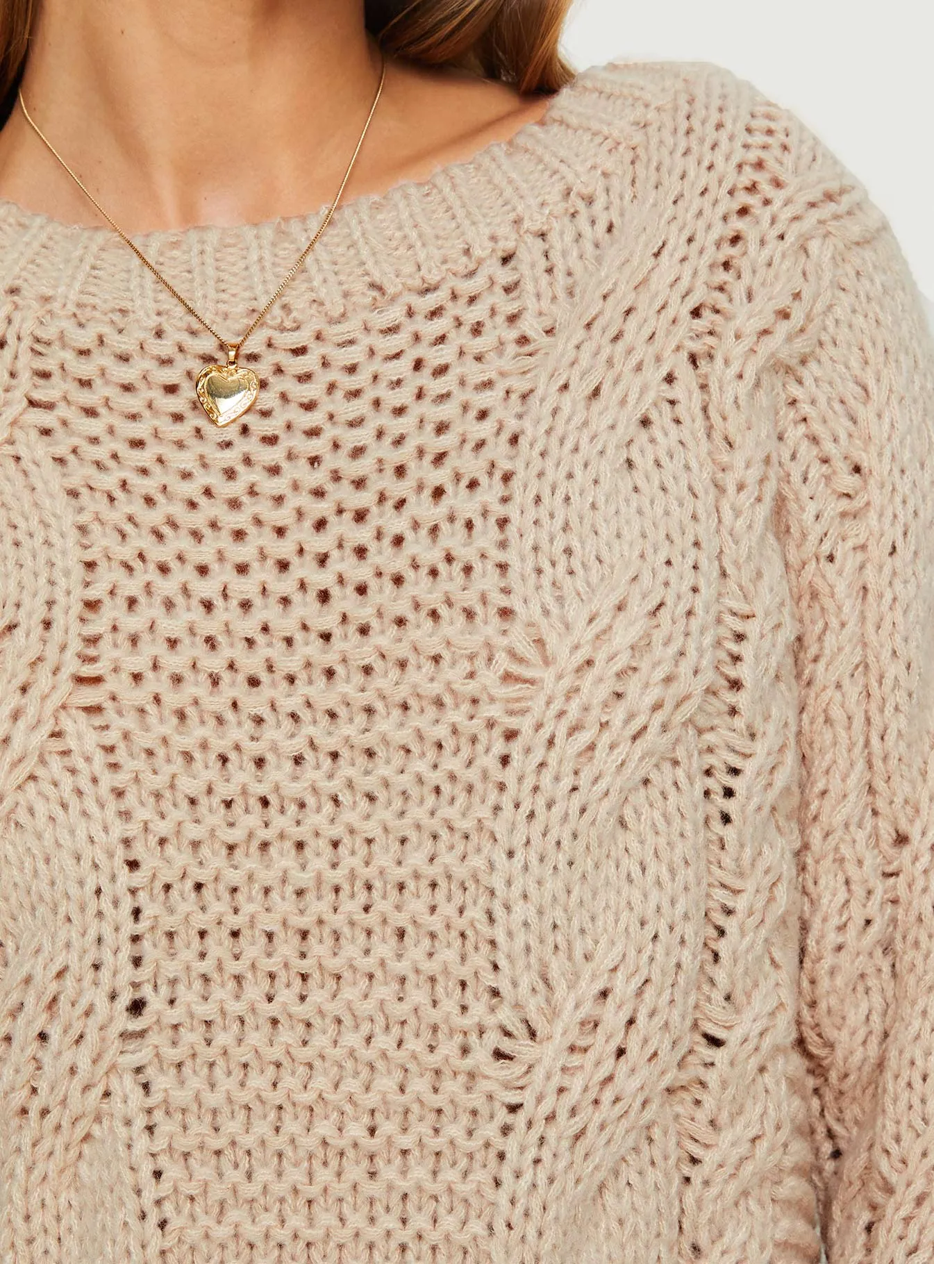 Ellison Cable Knit Sweater Beige