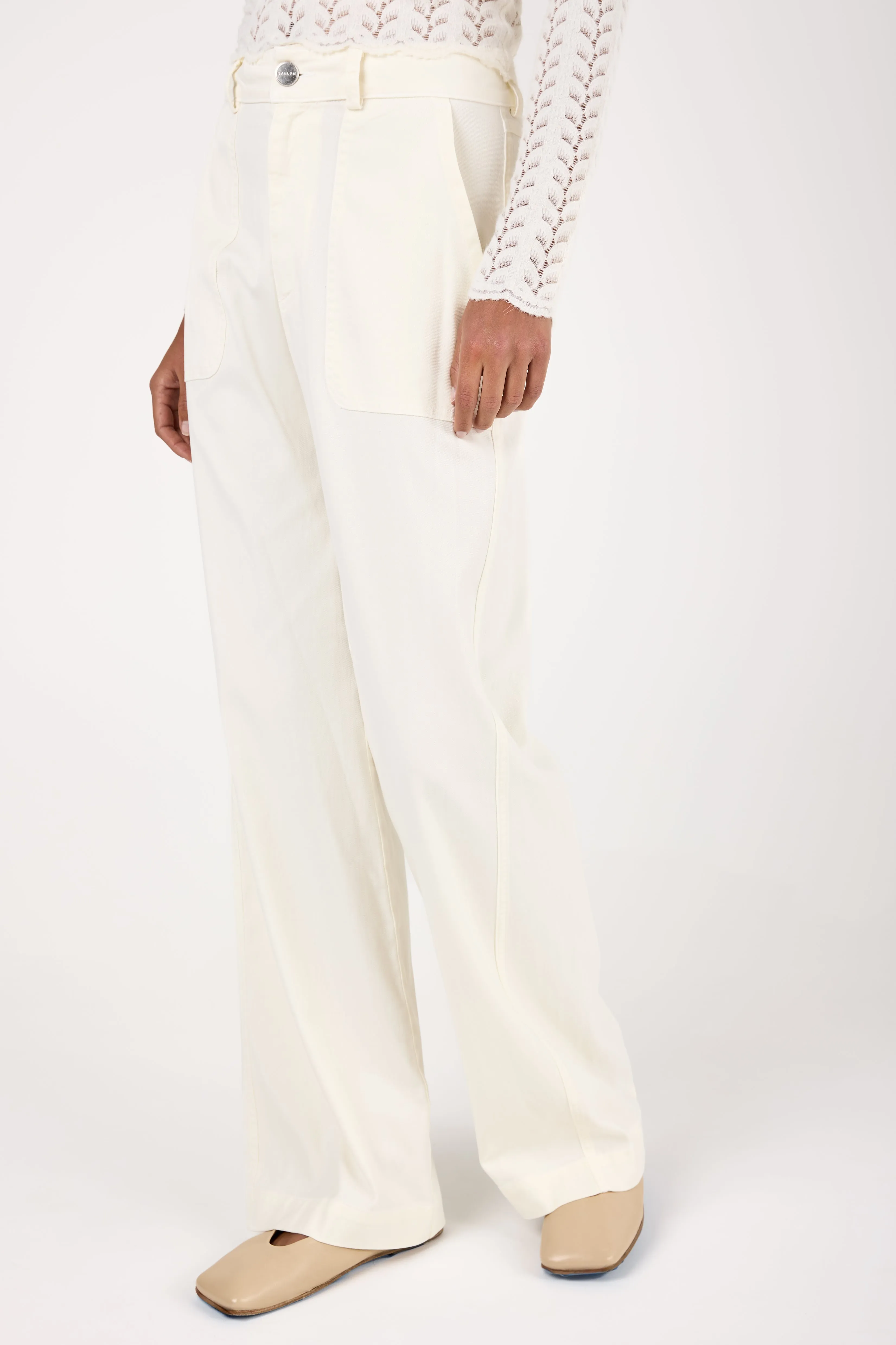 Jolene Full Length Utility Pant in Gardenia