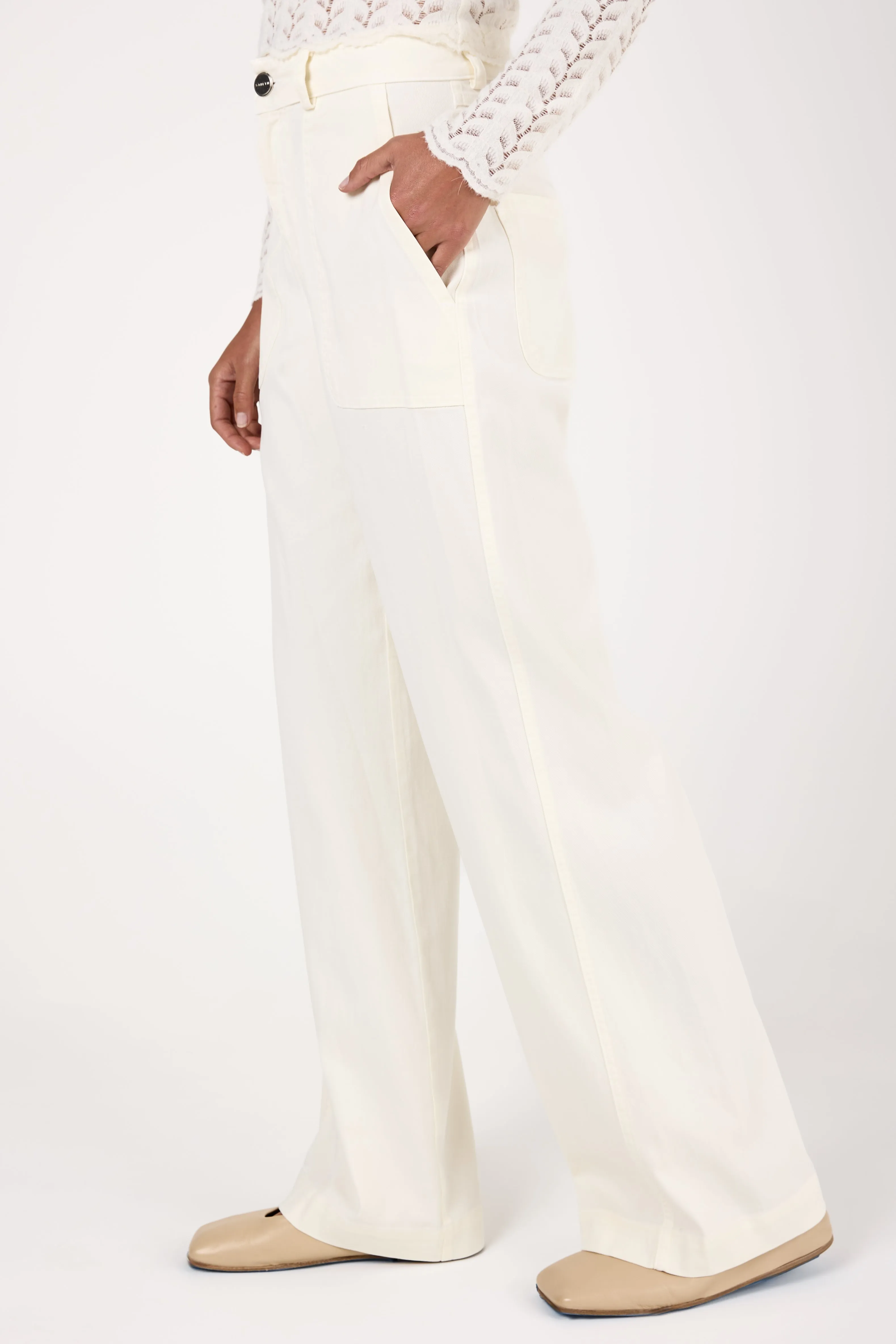 Jolene Full Length Utility Pant in Gardenia