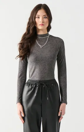 Long Sleeve Mock Neck Shimmer Top