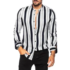 Mens Casual Long Sleeve Button Down Shirts Cotton Striped Dress Shirts for Men | MC255371-1