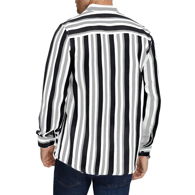 Mens Casual Long Sleeve Button Down Shirts Cotton Striped Dress Shirts for Men | MC255371-1