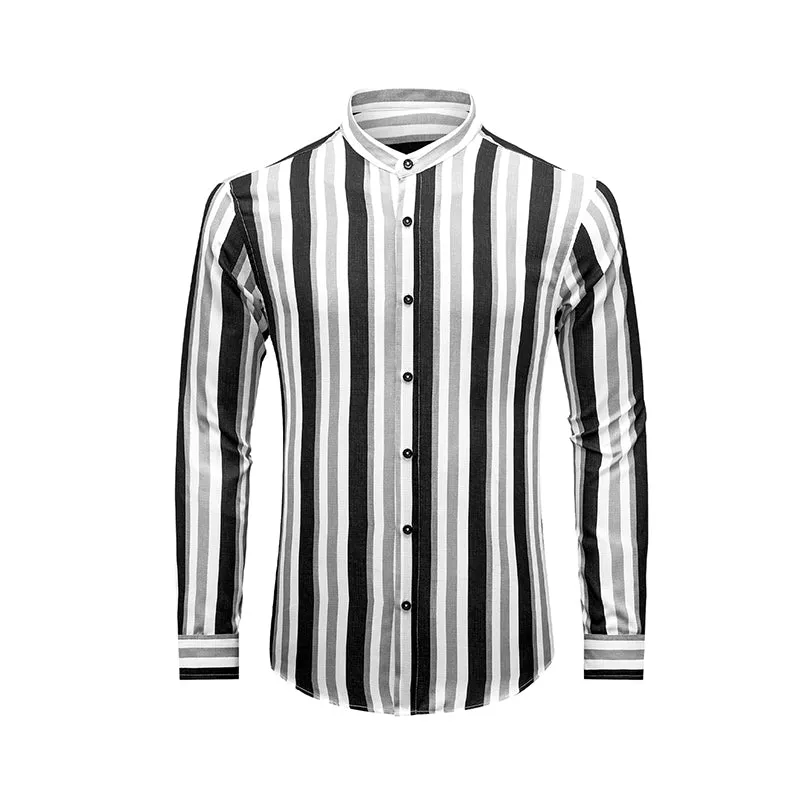 Mens Casual Long Sleeve Button Down Shirts Cotton Striped Dress Shirts for Men | MC255371-1