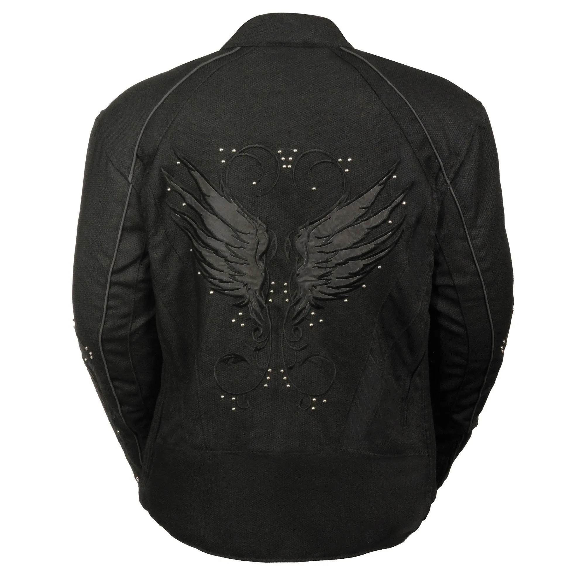 Milwaukee Performance Textile-MPL1954-Women’s Black  Textile Jacket with Stud & Wings Detailing