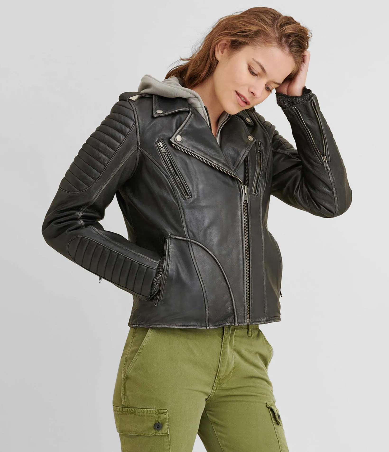 Performance Rider Quilted Shoulder Leather Moto Jacket