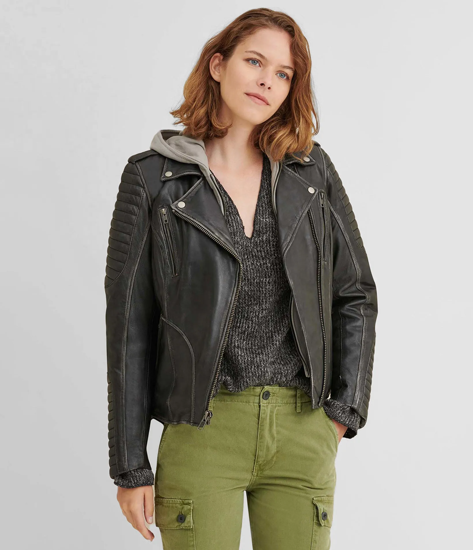 Performance Rider Quilted Shoulder Leather Moto Jacket