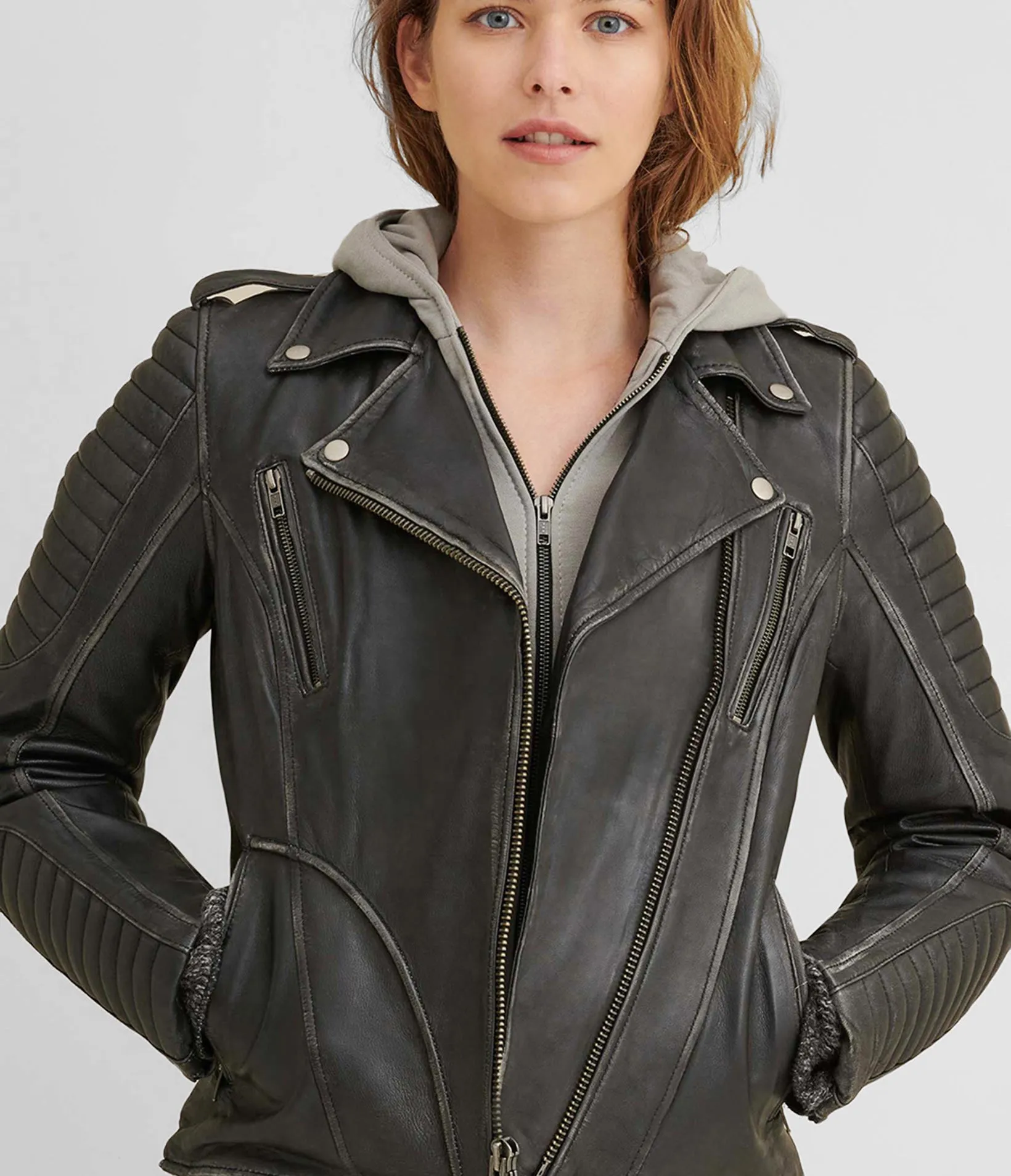 Performance Rider Quilted Shoulder Leather Moto Jacket