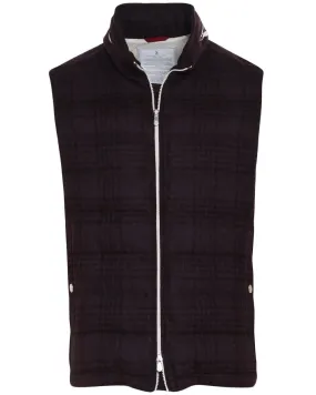 Purple Wool Blend Tonal Plaid Padded Vest