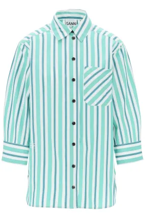 "oversized striped poplin shirt F9022 CREME DE MENTHE