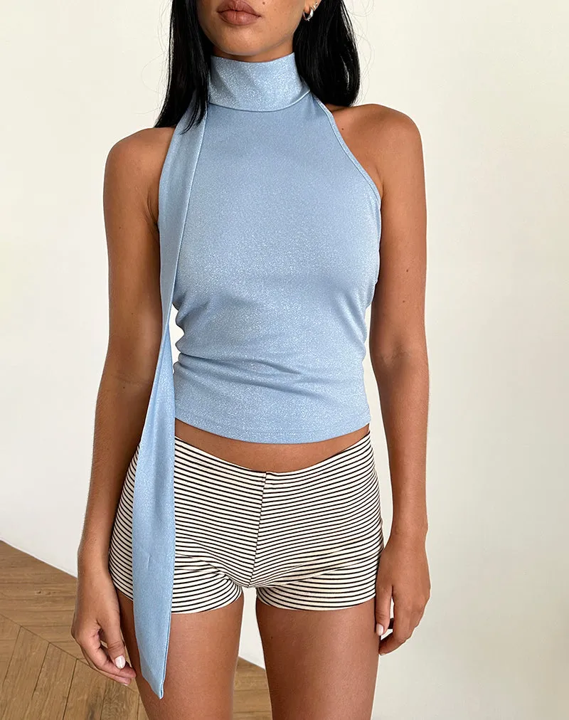 Saeran Halterneck Top in Blue Shimmer