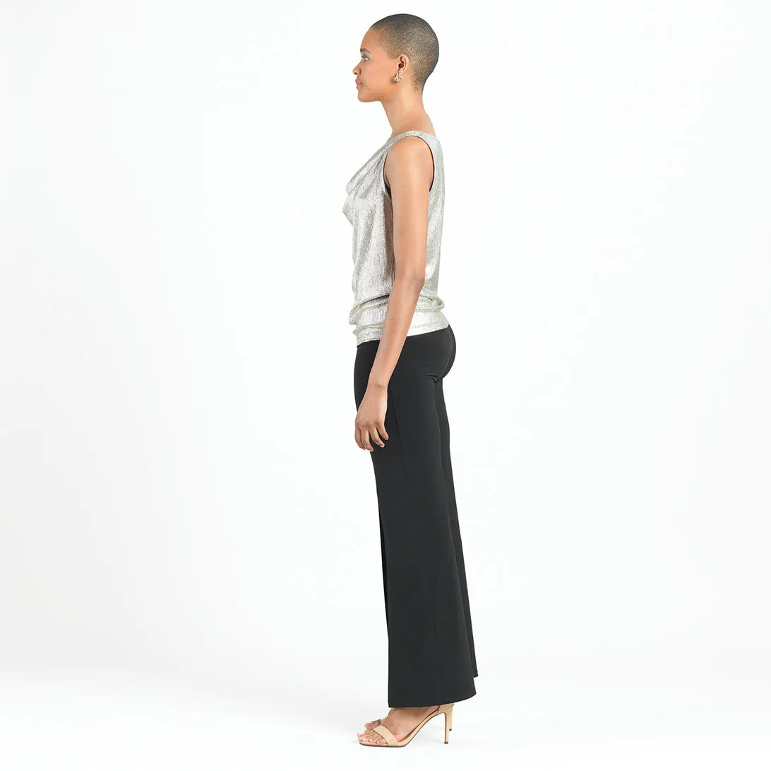 Shimmer Foil Lamé - Cowl Neck Draped Tank - Champagne - Final Sale!