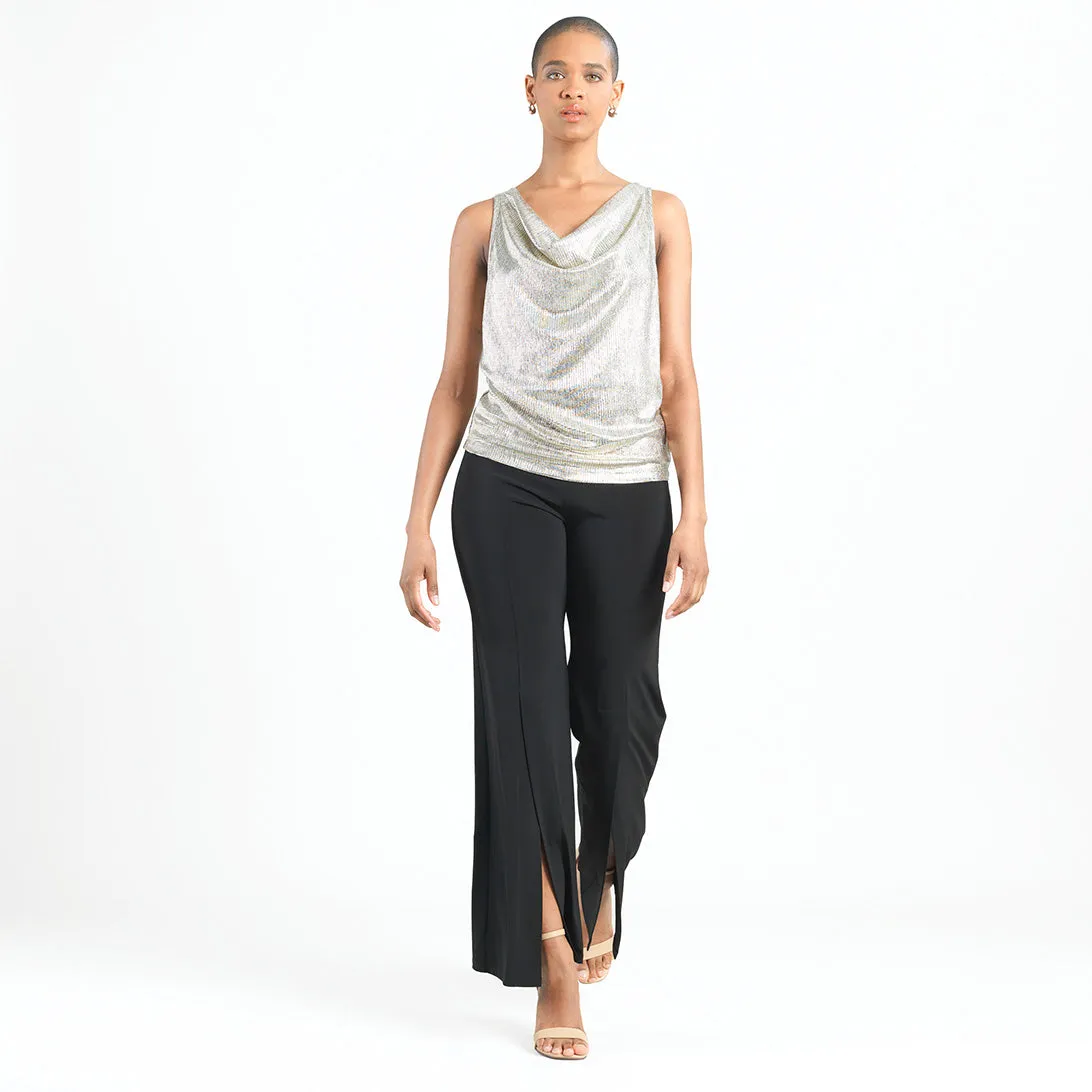 Shimmer Foil Lamé - Cowl Neck Draped Tank - Champagne - Final Sale!