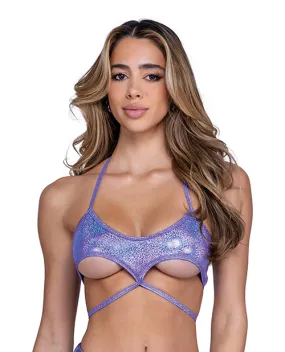 Shimmer Top w/Underboob Cutout - Lavender