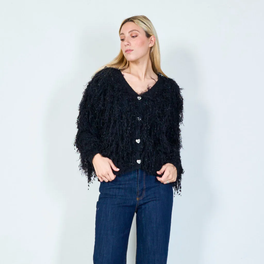 Shimmering shaggy cardigan wholesale