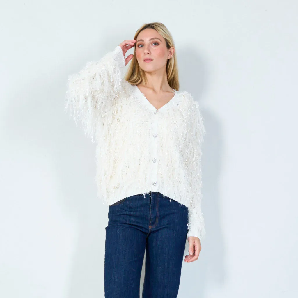 Shimmering shaggy cardigan wholesale