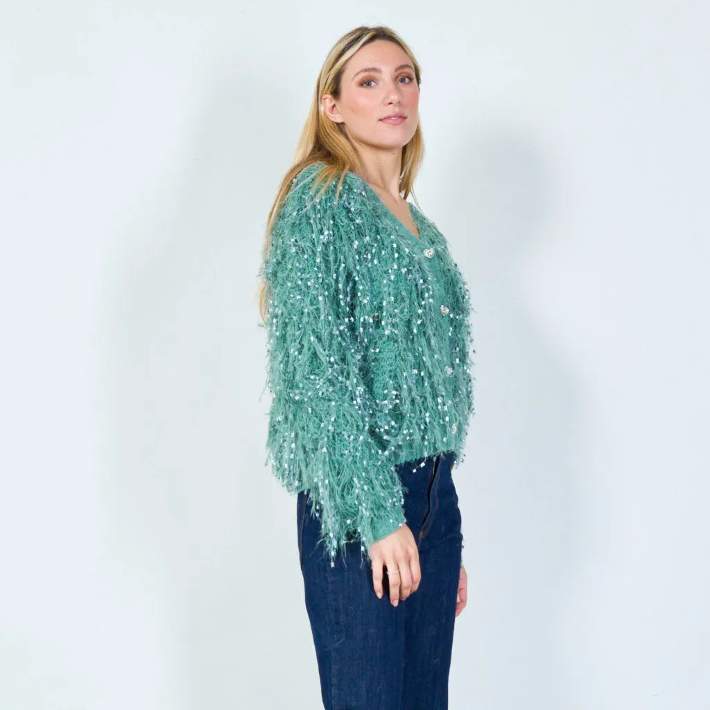 Shimmering shaggy cardigan wholesale