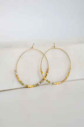 Sierra White Beaded Hoop Earrings