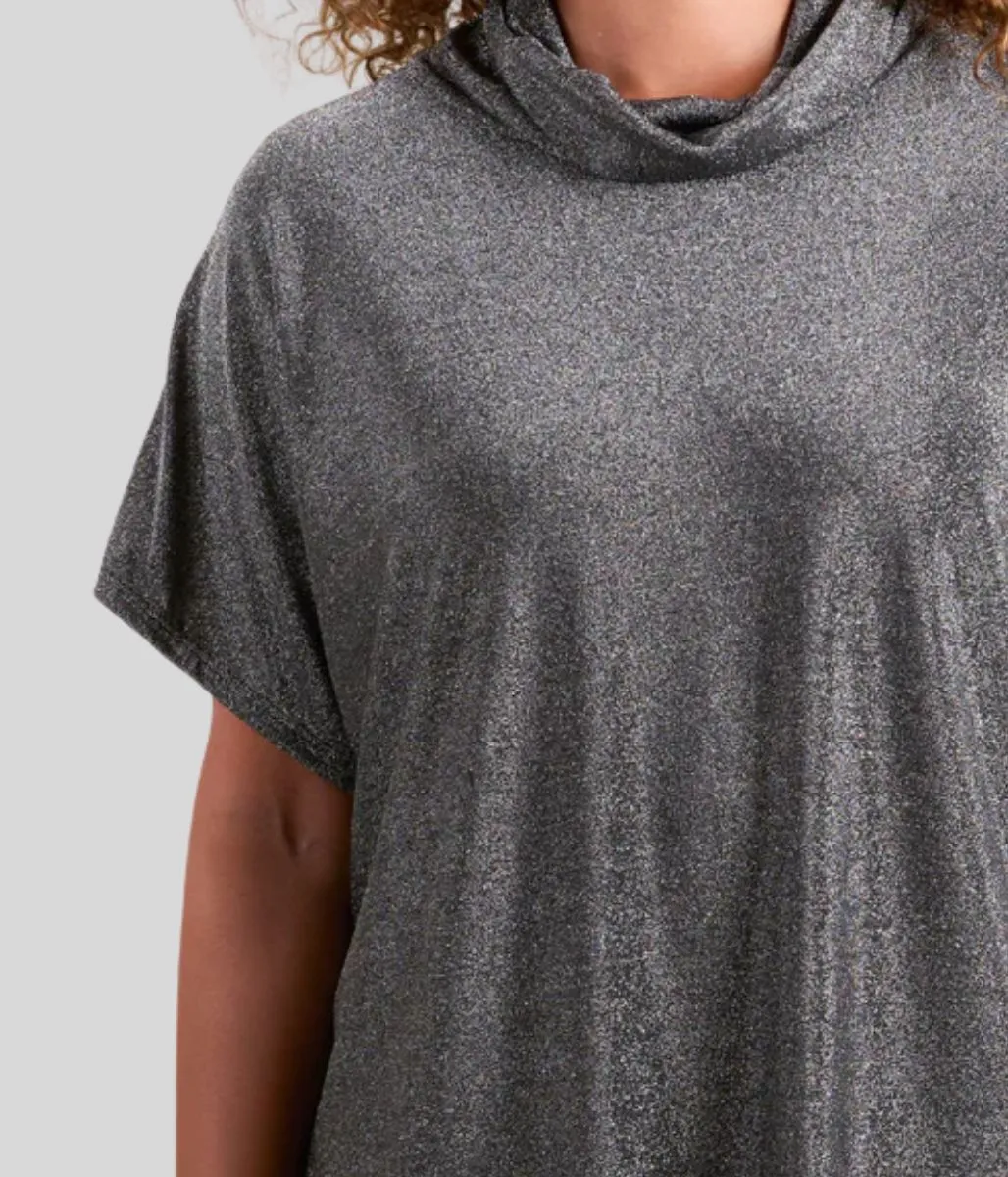 Silver Shimmer Roll Neck Top