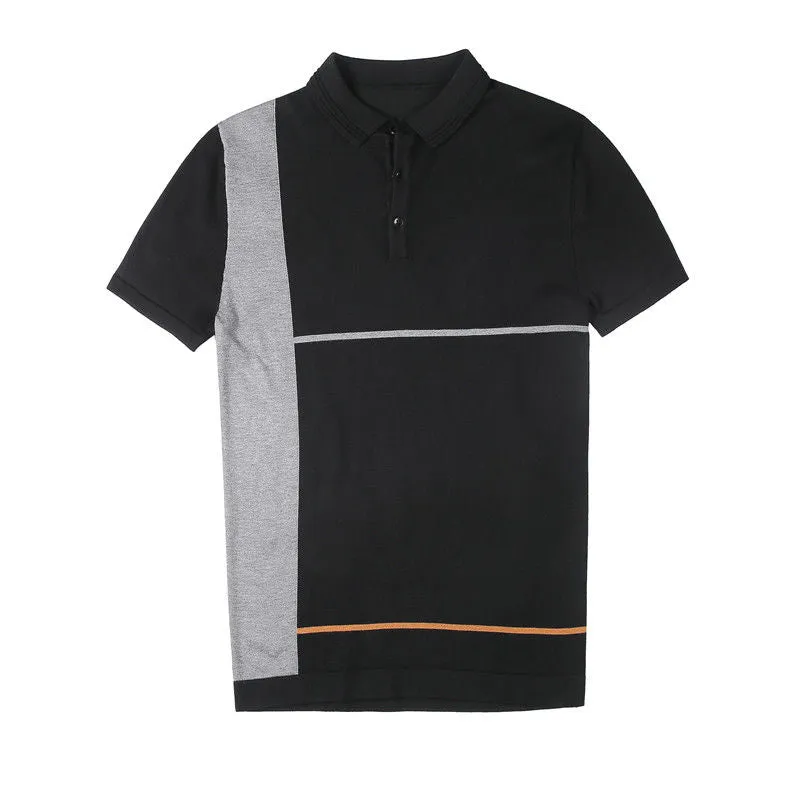 Solid Contrast Stripe Style Polo Shirt