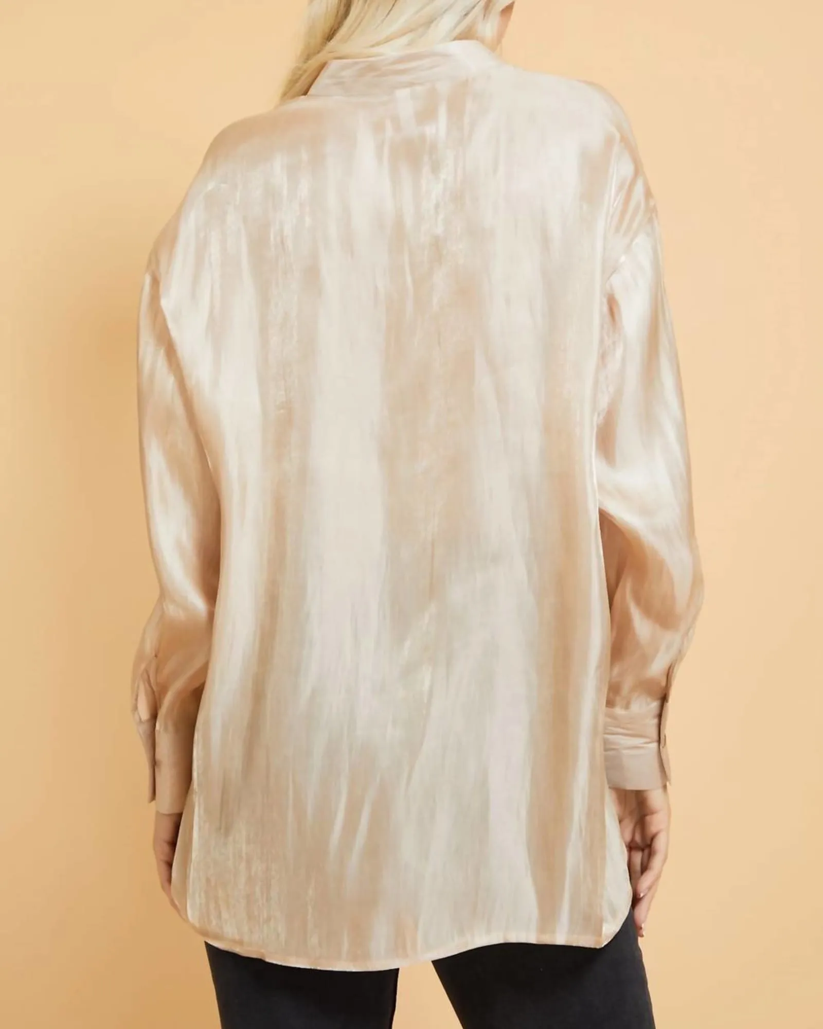 Split Neck Shimmer Blouse in Taupe Shimmer | Taupe Shimmer