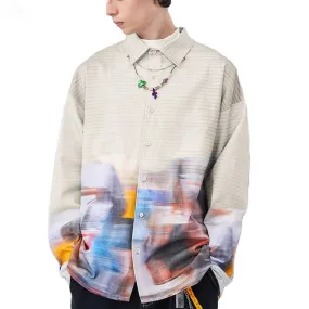 Stripe to Colorful Abstract Long-Sleeved Shirts