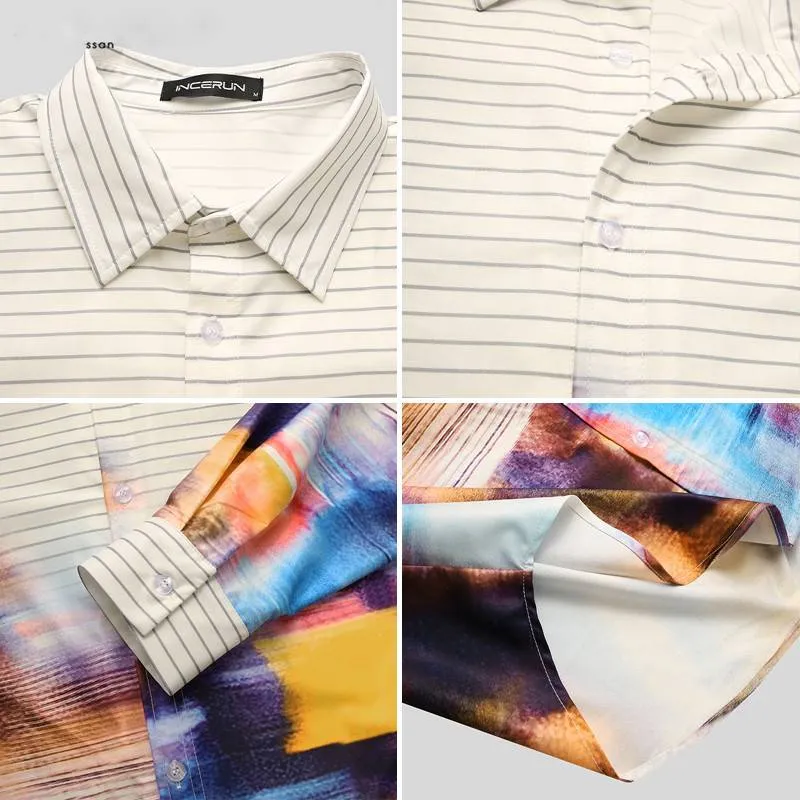 Stripe to Colorful Abstract Long-Sleeved Shirts