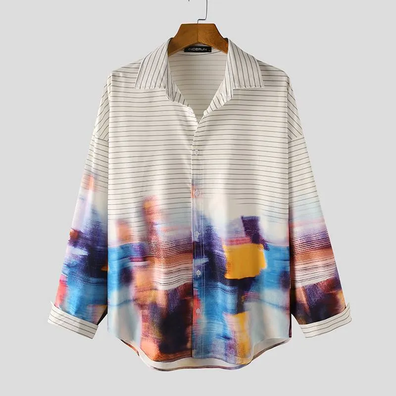 Stripe to Colorful Abstract Long-Sleeved Shirts