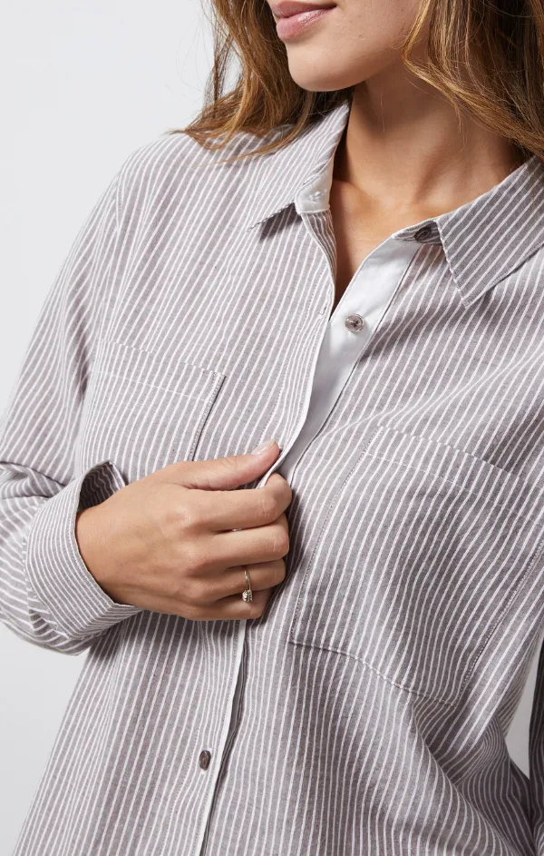 Striped Poplin Relaxed Shirt