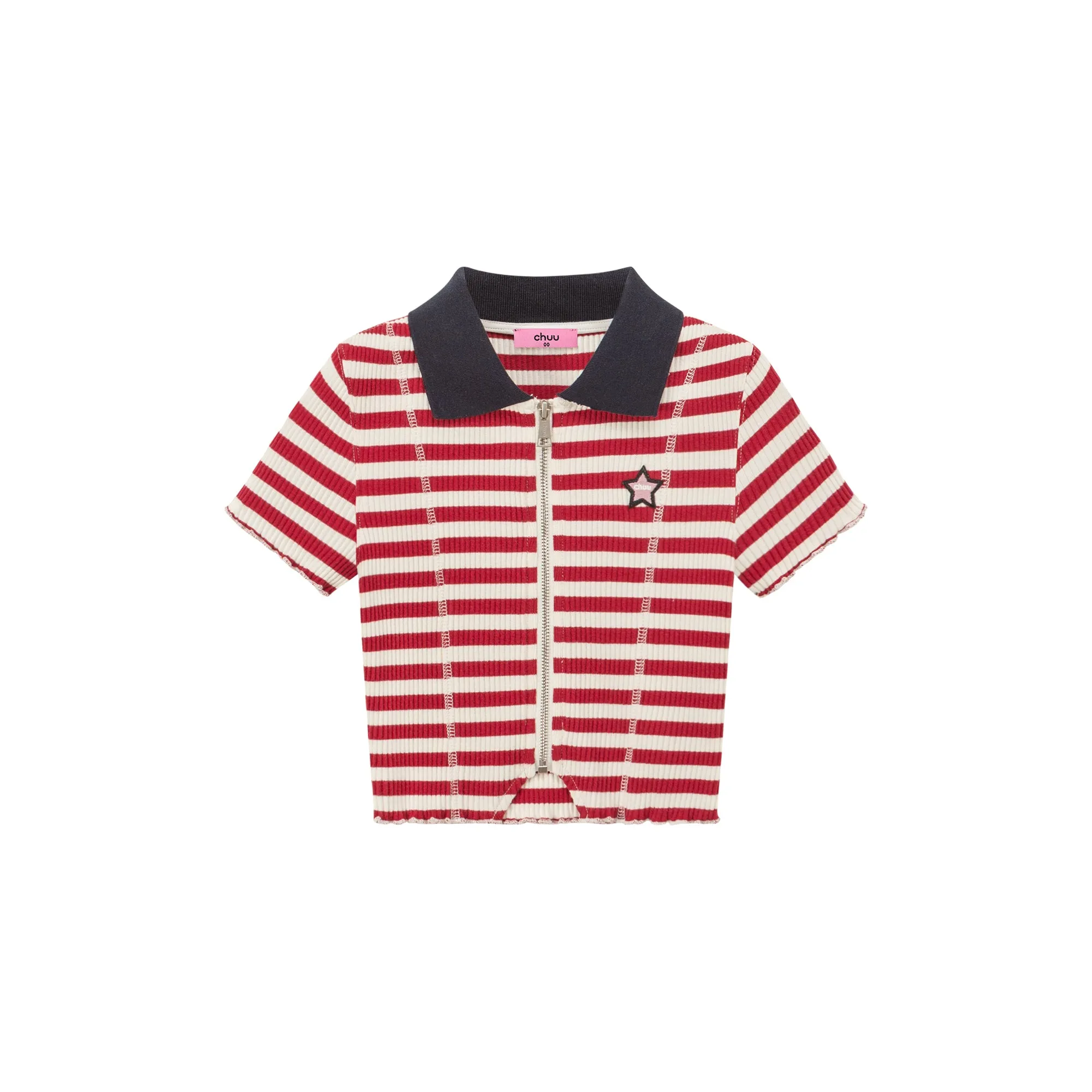 Striped Zip-Up T-Shirt