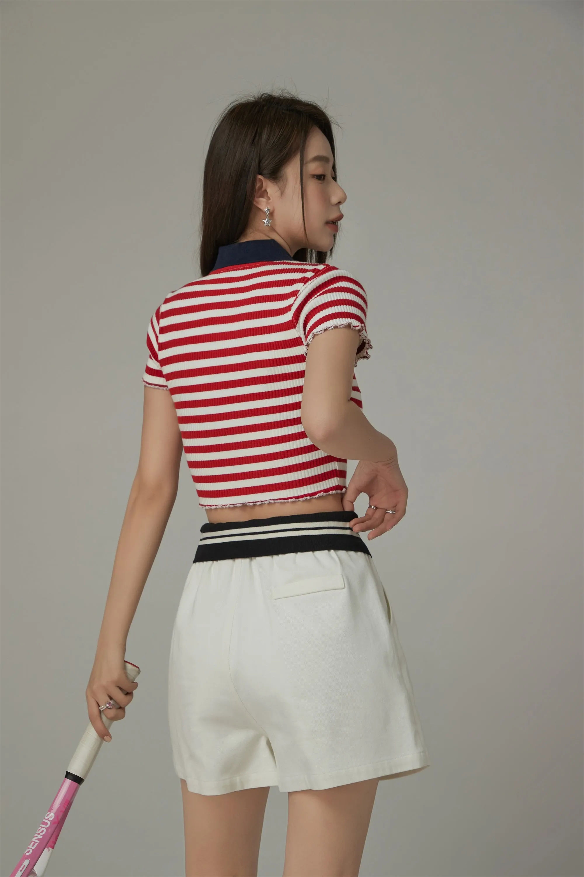 Striped Zip-Up T-Shirt