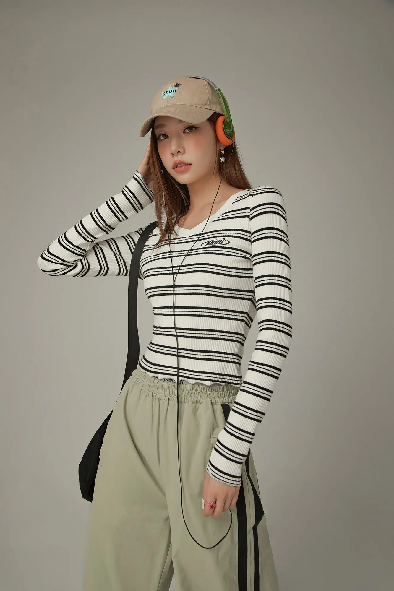 V-Neck Striped T-Shirt