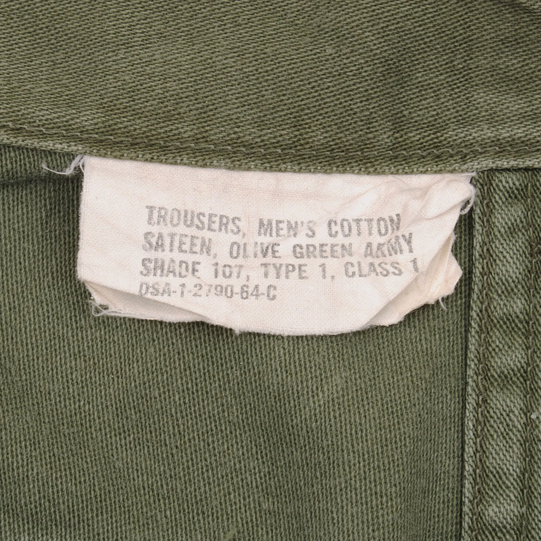 VINTAGE US ARMY UTILITY TROUSERS PANTS OG-107 SATEEN 1964 VIETNAM WAR MEDIUM