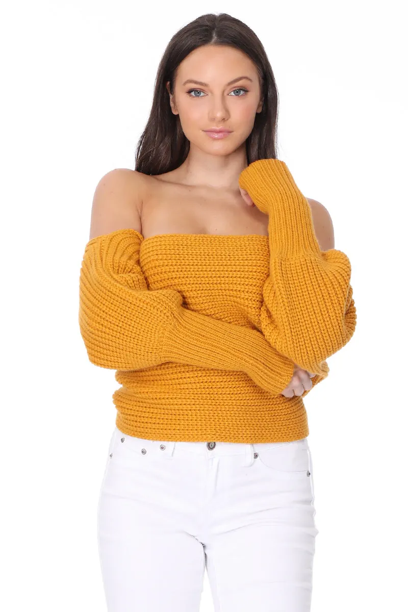 YEMAK Sexy Off The Shoulder Long Sleeve Wrap Sweater Shawl With Sleeve KC003