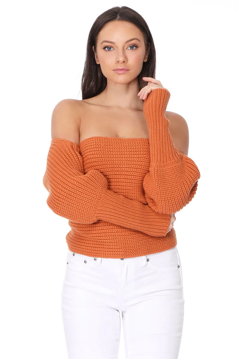 YEMAK Sexy Off The Shoulder Long Sleeve Wrap Sweater Shawl With Sleeve KC003