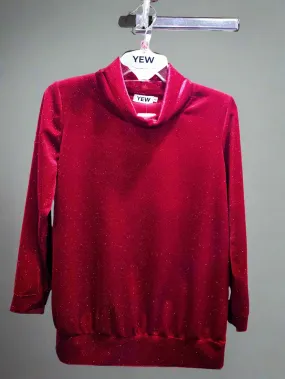 Yew Claudia Cowl neck Velour Shimmer Top