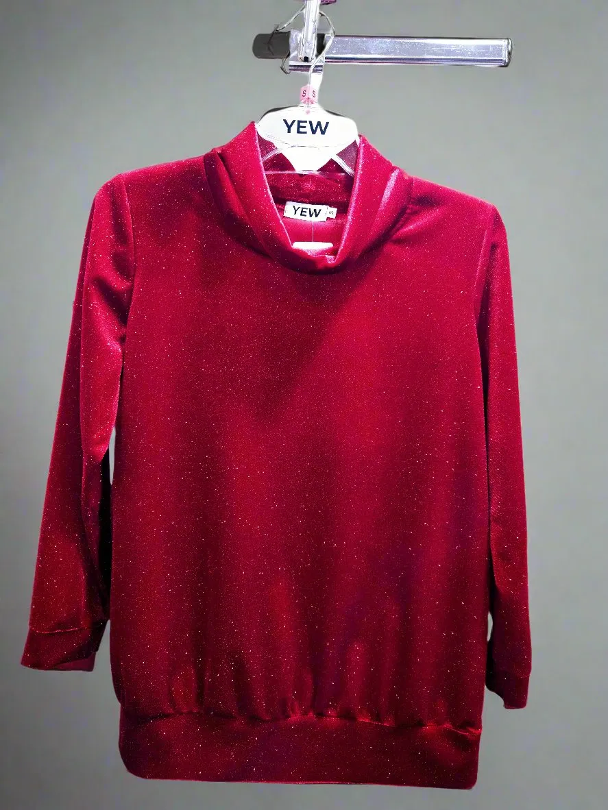 Yew Claudia Cowl neck Velour Shimmer Top